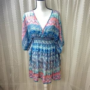 Pink Envelope Jessica Simpson  Boho Dress M Deep V